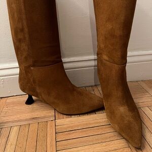 Brown Suede Knee-High Boots